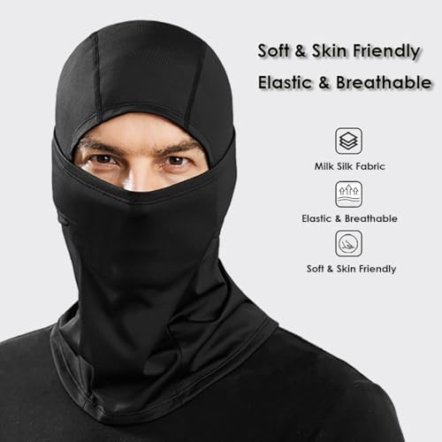 Ski Mask Balaclava Motorcycle Summer Face Mask Shiesty Mask for Men Women - color: A Black + Black