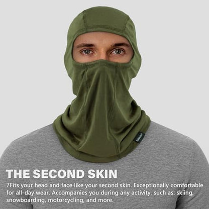Summer Cooling Balaclava UPF 50+ Full Face Cover Lightweight for Men Women - color: Military Green