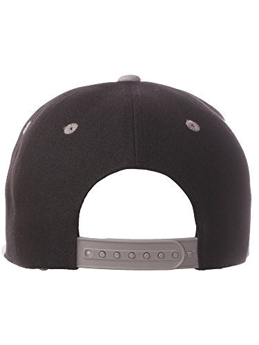 Original Team Coach Snapback Hat Classic Layered Arched Letters Flat Bill Cap - color: Black Grey Hat White Black Letters
