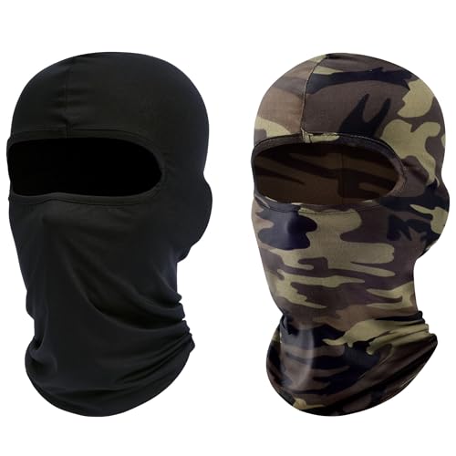 ROXUN Balaclava Ski Mask, 2 Pack Summer Motorcycle UV Protection Shiesty - color: Black+camo
