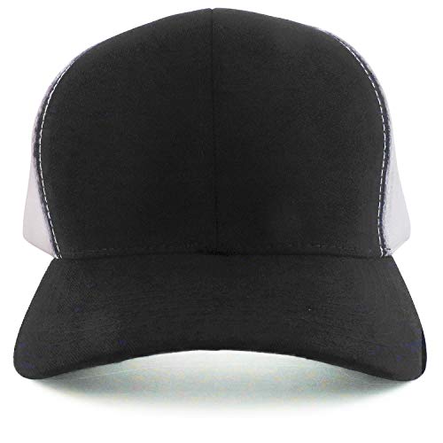 Trendy Apparel Shop Oversize XXL Structured Trucker Mesh Baseball Cap - color: Black White