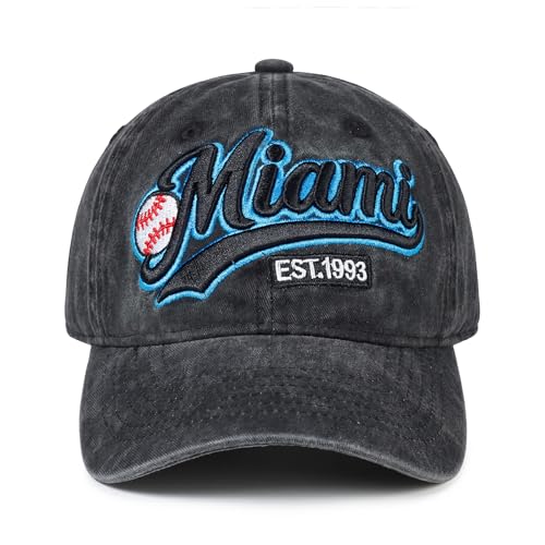 Baseball Cap Unstructured Classic Vintage Embroidered Ball Hat Men Women - color: Miami
