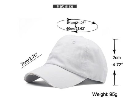 Women Distressed Ponytail Baseball-Hat Cotton Adjustable Baseball-Cap - color: White