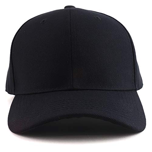 Trendy Apparel Shop Big Size Oversized Plain Structured Fitted Baseball Cap - color: Black, size: 7 1/2
