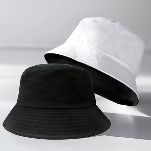 NPQQUAN Reversible Bucket Hats for Men Woman Packable Foldable Sun Hats for Women - color: Black/White(reversible)