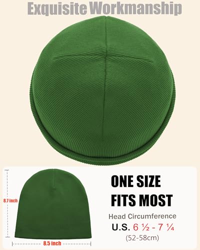 100% Cotton Beanie Hat Cuffless Beanies Warm Knit Winter Skull Cap - color: 1pcs-turquoise Green