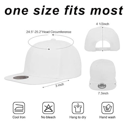 ZH Plain Flat Brim Snapback Baseball Caps Adjustable Blank Baseball Caps Wholesale 12 Pack - color: White