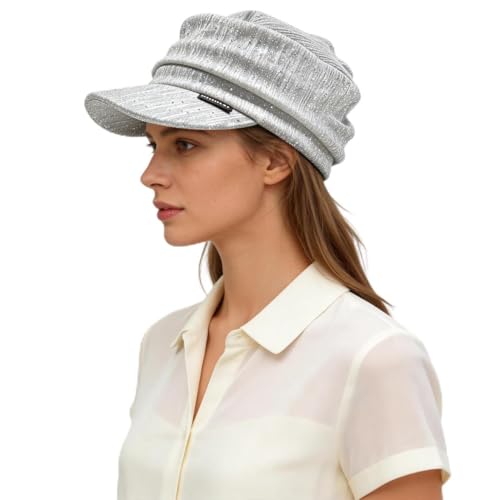 Ruphedy Newsboy Cap for Women Summer Chemo Headwear Hair Loss Cancer Hat with Brim - color: A106-pale