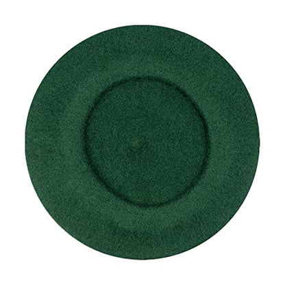Gllutt Women Wool Beret Hat French Style Solid Color - color: Dark Green