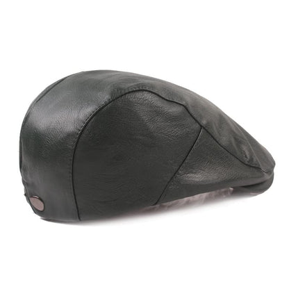 ASTOC Men Women Adjustable Leather Ivy Newsboy Caps Cabbie Beret Hat - color: Coffee