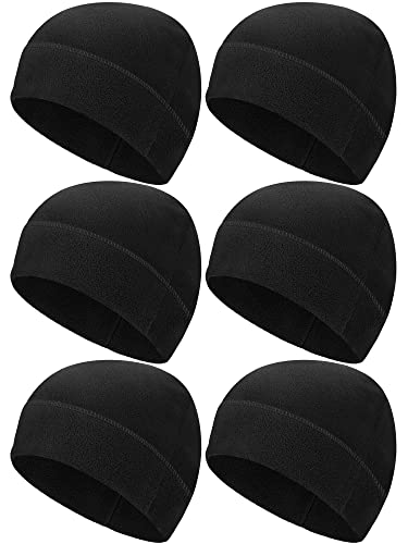 Geyoga 6 Pcs Fleece Beanie Fleece Skull Cap - color: Black, size: One Size