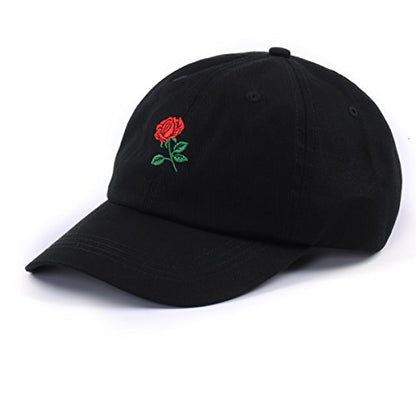 Rose Embroidered Dad Hat Women Men Cute Adjustable Cotton Floral Baseball Cap