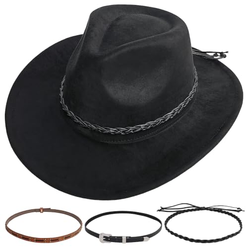 Western Cowboy Hat for Women, Shapeable Wide Brim Classic Cowgirl Hat - color: Color 2