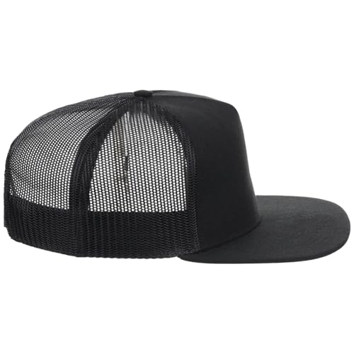 Lids Blank Essential 5-Panel Trucker Adjustable Snapback Hat - color: Black