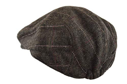 Wonderful Fashion Men's Classic Herringbone Tweed Wool Blend Newsboy Ivy Hat (Large/X-Large, Charcoal) - color: Brown Plaid, size: Large-X-Large