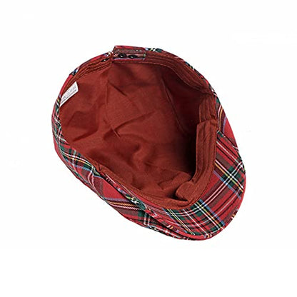 2 Pack Men's Plaid Cotton Flat Newsboy Ivy Cabbie Golf Gatsby Cap Hat - color: 666gr