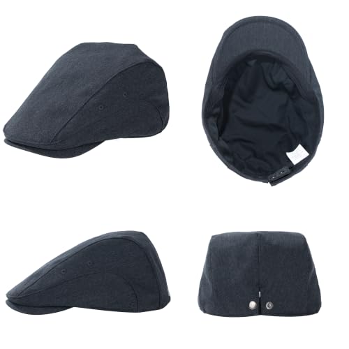 Newsboy Cap for Men Adjustable Flat Ivy Cabbie Gatsby Cap Driving Hunting Hat - color: B-darkgrey, size: Large