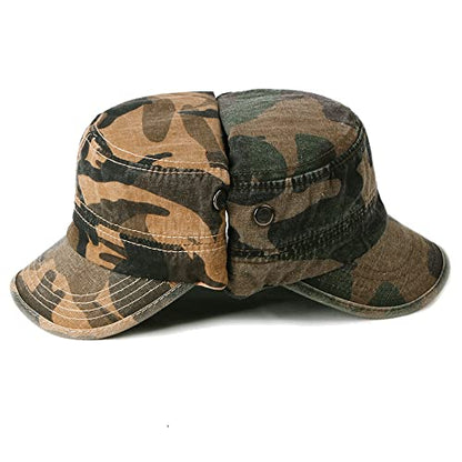 Unisex Military Army Hat Men Women Baseball Cap Flat Top Cap Adjustable Camo Cadet Cap - color: Camo