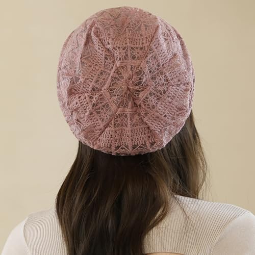 Crochet Slouchy Beanie Hat Turbans Headware for Women - color: Bea13 - Pink