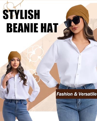 100% Cotton Summer Beanie for Men Women, Thin Soft Slouchy Beanies - color: 1pcs-gold Brown, size: Medium