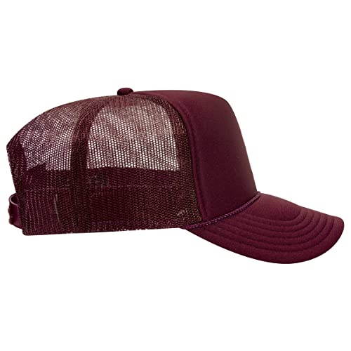 OTTO Wholesale 12 x Polyester Foam Front 5 Panel High Crown Mesh Back Trucker Hat - (12 Pcs) - color: Burg. Marn