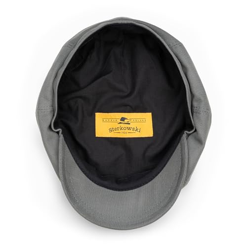 Sterkowski Shelby Paperboy Hat | 100% Softened Cotton Newsboy Cap for Men | 8 Panel Peaky Style - color: Graphite Gray, size: 6 3/4