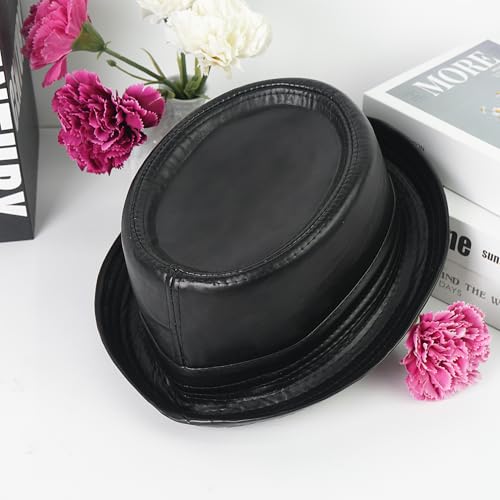 Luwint Cute Fedora Hat - Lightweight Breathable Mesh Crushable Roll Up Short Brim Bowler Derby Cap - color: Pu-black