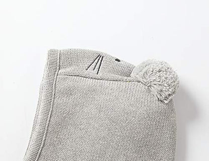 Baby Toddler Kids Winter Hats Warm Windproof Knit Scarf Hood Fleece Hat - color: Grey, size: 2-6 Years