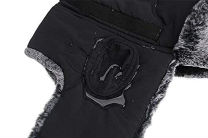Connectyle Men's Trapper Hat with Faux Fur Linning Eskimo Windproof Winter Warm Hats Ushanka Hunting Hat - color: Black