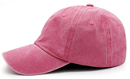 Glamorstar Classic Unisex Baseball Cap Adjustable Washed Dyed Cotton Ball Hat - color: Pink a
