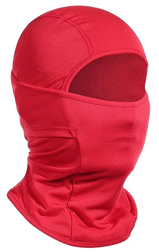 Achiou Ski Mask for Men and Women, Lightweight UV Balaclava Face Cover - color: Red