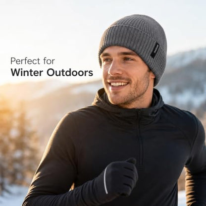 Beanie for Men Women Winter Ribbed Knit Hat Warm Cuffed Skull Cap - color: Lightgrey