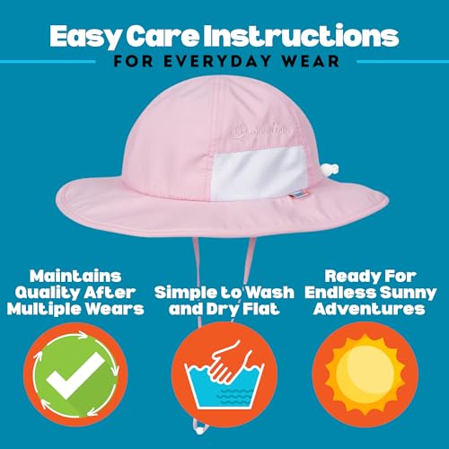 SwimZip UPF 50 Kids' Wide Brim Sun Hat, Sun Protection Hat - Baby & Toddler - color: Pink, size: 8-14 Years