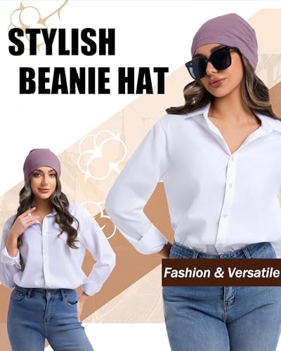 100% Cotton Summer Beanie for Men Women, Thin Soft Slouchy Beanies - color: 1pcs-purple, size: Medium