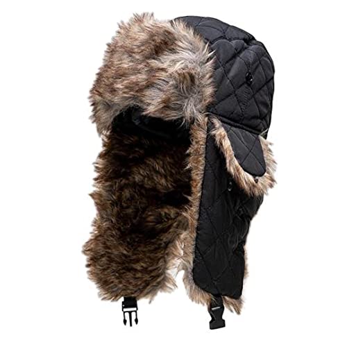 S A Soul of Adventure Winter Hat for Men & Women | Ushanka Russian Hat | Faux Fur Hat with Ear Flap - color: Pilot Black