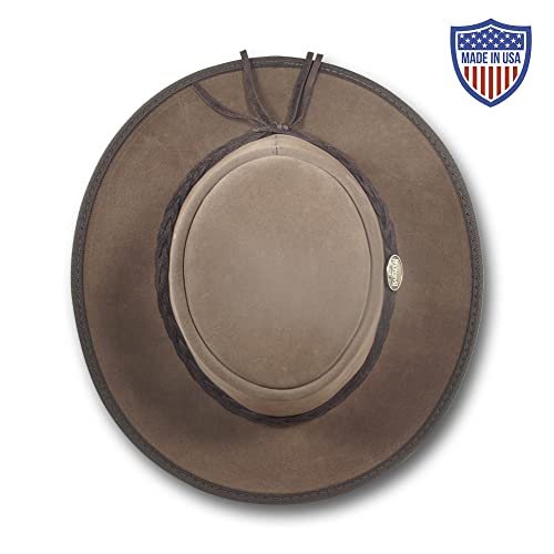 Barmah Hats Foldaway Cattle Suede Leather Hat - Item 1061 - color: Brown, size: Medium