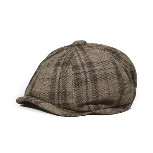 CLAPE Vintage Checkered Newsboy Cap - color: Nb25q12-taupe