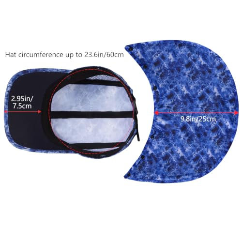 BASSDASH UPF 50+ Fishing Hat, Baseball Cap with Removable Neck Flap - color: Blue Camo With Foldable Brim