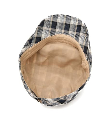 QHFHULV Newsboy Cap for Men Cotton Flat Gatsby Ivy Golf Cabbie Driving Hat - color: Plaid Black White