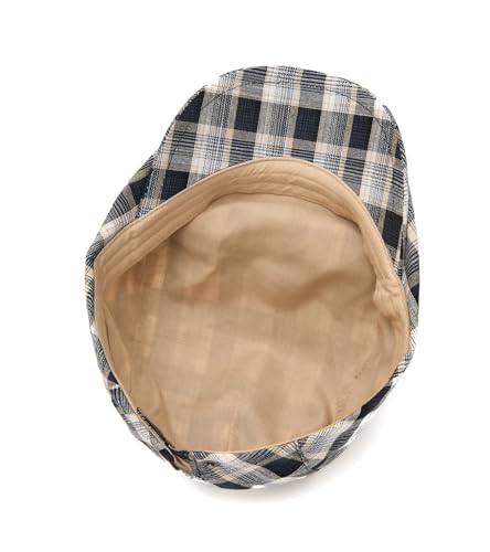 QHFHULV Newsboy Cap for Men Cotton Flat Gatsby Ivy Golf Cabbie Driving Hat - color: Plaid Black White