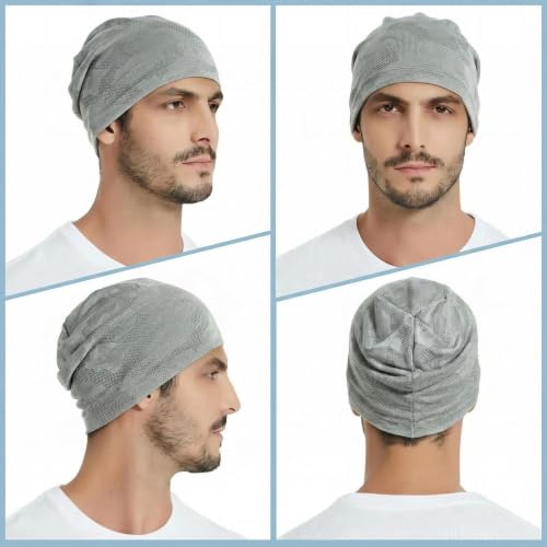 WTACTFUL Cooling Breathable Skull Cap Men Women, Sweat Wicking 1-2-4 Pack - color: 1 Piece - Linen Gray
