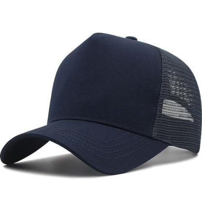 Oversize XXL Mesh Trucker Hat for Men Big Head High Crown Baseball Cap - color: Dark Blue