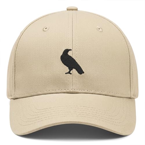 Wishper Studio Embroidered Baseball Cap for Women Men, Cotton Hat with Adjustable Velcro, Minimalist Animal Embroidery - color: Khaki