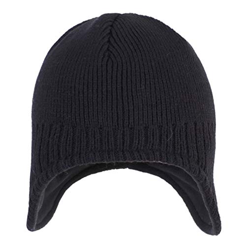 Connectyle Men's Knit Winter Hat with Ear Flaps Fleece Lined Beanie Warm Knitted Skull Cap Beanies Watch Hat - color: Black