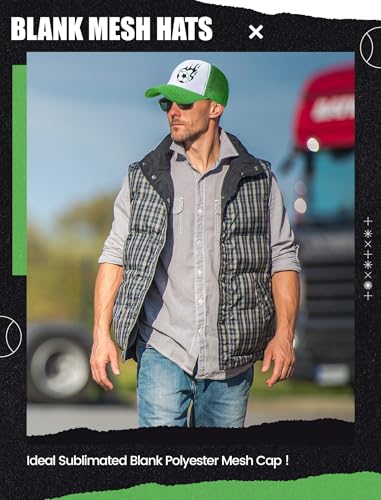 Tarpop 10 Pcs Sublimation Blank Trucker Hats Bulk - color: Fruit Green and White