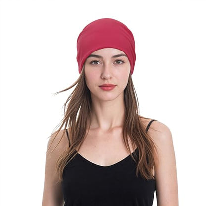 Unisex Slouchy Beanie Cotton Lightweight Beanie Hat Skull Cap Night Sleep Hat Hip-Hop Hat - color: A Red