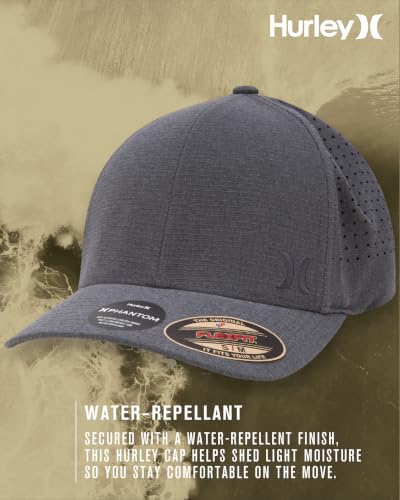 Hurley Men's Baseball Cap - Sweat-Wicking Fitted Baseball Hats for Men (S-XL) - color: Black Heather, size: Small-Medium