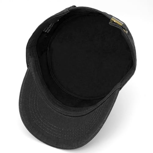 Cadet Hat Flat Top Hats Army Military Caps for Men Women - color: Black D