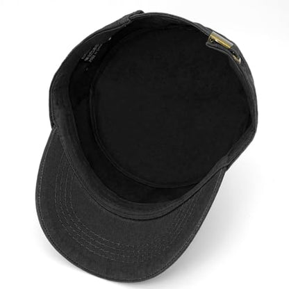 Cadet Hat Flat Top Hats Army Military Caps for Men Women - color: Black D