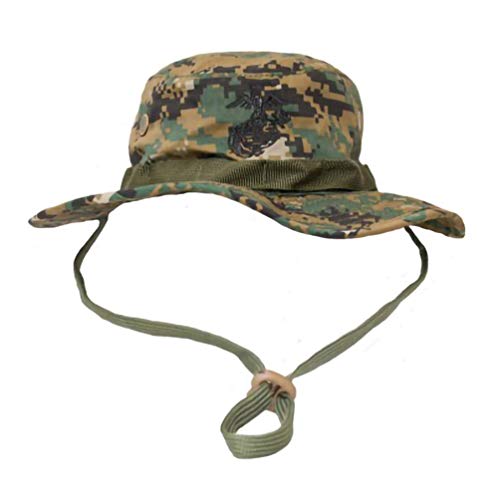 Government Jungle Woodland Digital USMC Embroidered Insignia Boonie Hat - size: Large